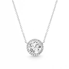 Sterling Silver & Cubic Zirconia Round Halo Necklace