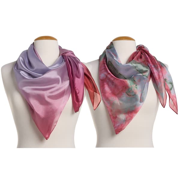 Womens Steve Madden 2pk. Lily Poly Silk Square Scarf Set - image 