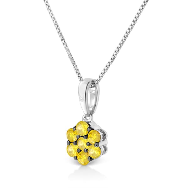 Radiant Rainbow&#40;tm&#41; 1/4ctw. Yellow Diamond Floral Pendant - image 