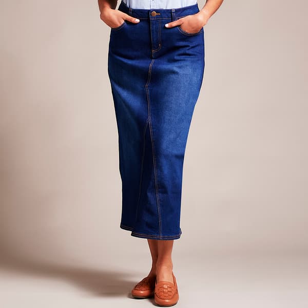 Womens Baccini 36in. Fly Front Denim Skirt