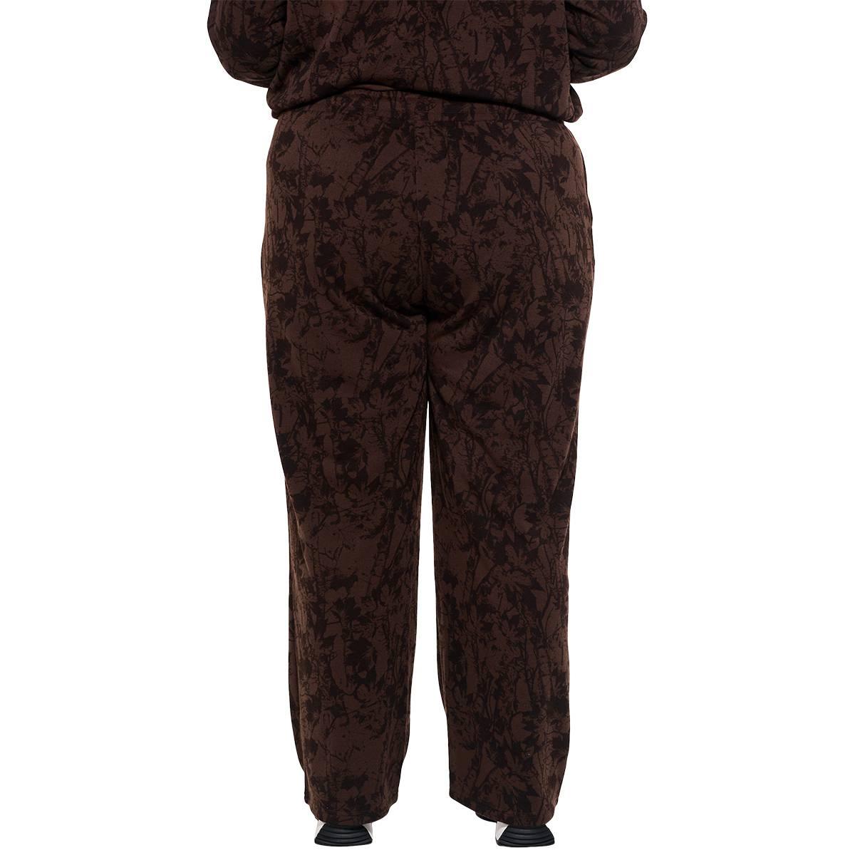 Juniors Plus No Comment Camo Print Fleece Wide Leg Pants