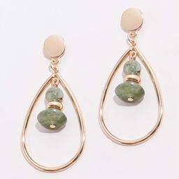 Ashley Cooper(tm) Gold-Tone Teardrop Earrings w/ Green-Tone Bead