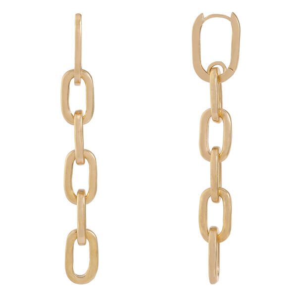 Bella Uno Worn Gold Paper Link Dangle Earrings - image 