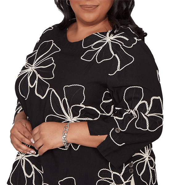 Plus Size Alfred Dunner Detail Driven Floral Embroidery Blouse