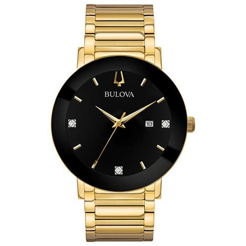 Mens Bulova Modern Diamond Accent Black Dial Watch - 97D116 - image 