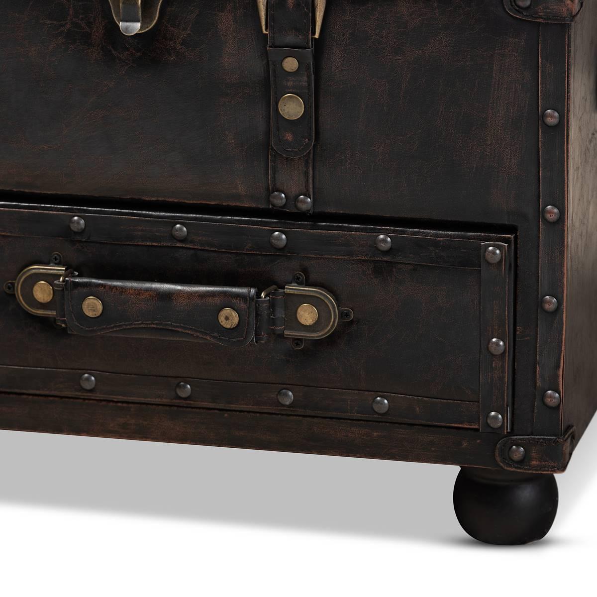 Baxton Studio Callum 2 Drawer Storage Trunk Ottoman