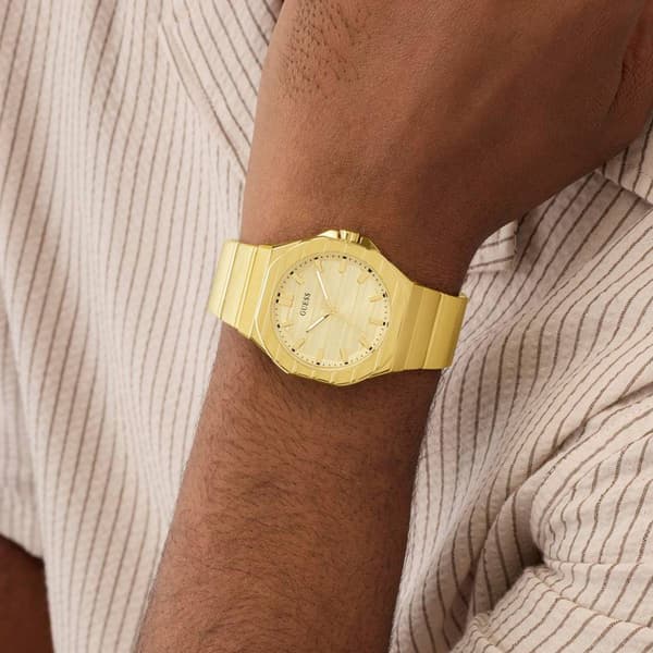 Mens Guess Gold-Tone Sunray Dial Watch - GW1070G2