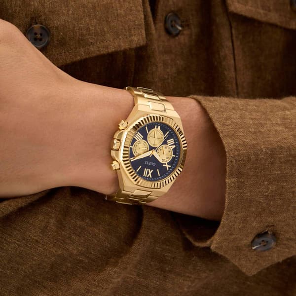 Mens GUESS Gold Tone Multi-function Watch - GW0703G6