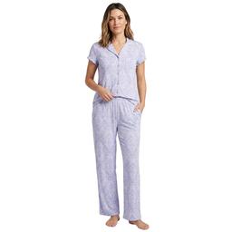 Womens Lauara Ashley(R) Short Sleeve Ruffled Rib Pajama Set