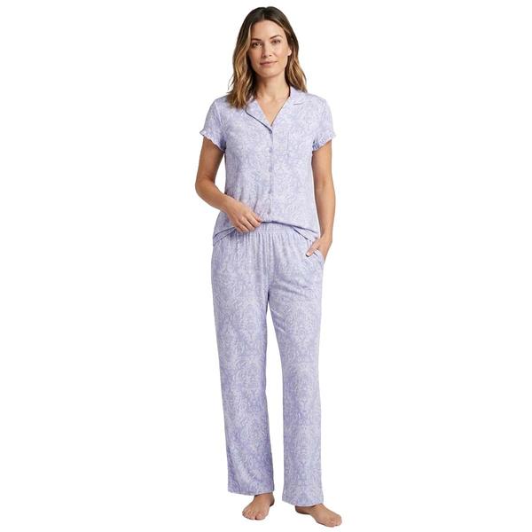 Womens Lauara Ashley(R) Short Sleeve Ruffled Rib Pajama Set - image 