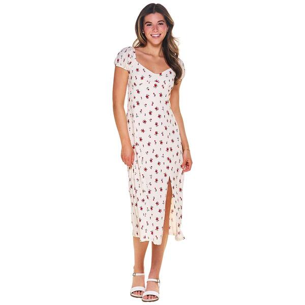 Juniors Madden Girl Short Sleeve Floral Peasant Smock Midi Dress - image 