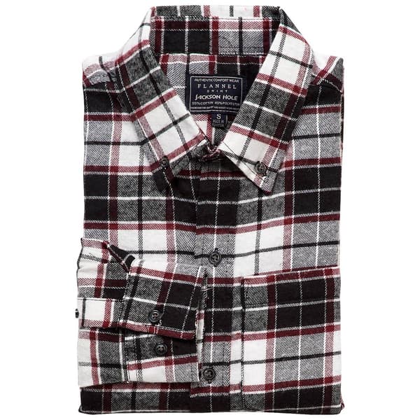 Mens Jackson Hole Long Sleeve Flannel Shirt - Burgundy/Ecru - image 