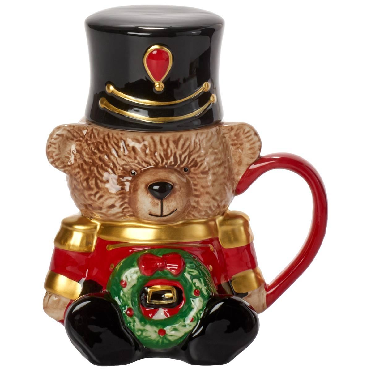 Home Essentials 24oz Red Nutcracker Teddy Bear Mug