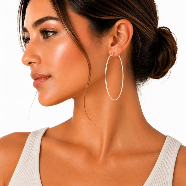 Saffron 50mm 18kt. Gold Polished Flat Bottom Hoop Earrings
