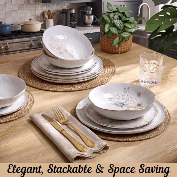 Sango Gansevoort Wildflower 12pc. Luxury Porcelain Dinnerware Set