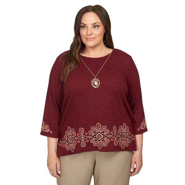 Plus Size Alfred Dunner Mulberry Street Medallion Border Blouse
