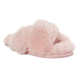 Womens Jessica Simpson Solid High Plush Cross Slide Slippers