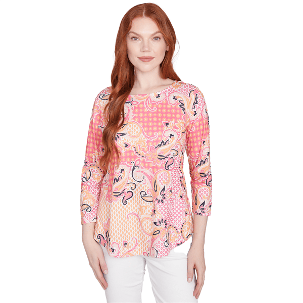 Plus Size Ruby Rd. Larky Lark Mixed Pattern Sublimation Knit Top - image 
