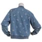 Juniors No Comment Denim Bomber Jacket with Bows - image 3