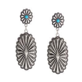 Ashley Antique Silver Plated Turquoise Stone Earrings