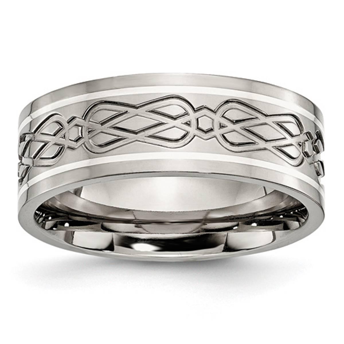 Mens Endless Affection™ Sterling Silver Inlay Celtic Knot...