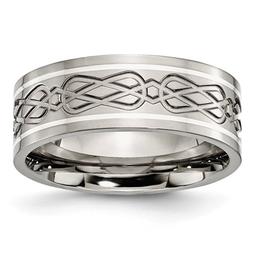 Mens Endless Affection(tm) Sterling Silver Inlay Celtic Knot Band