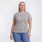 Plus Size Preswick & Moore(R) Short Sleeve Mini Leaf Floral Tee - image 1