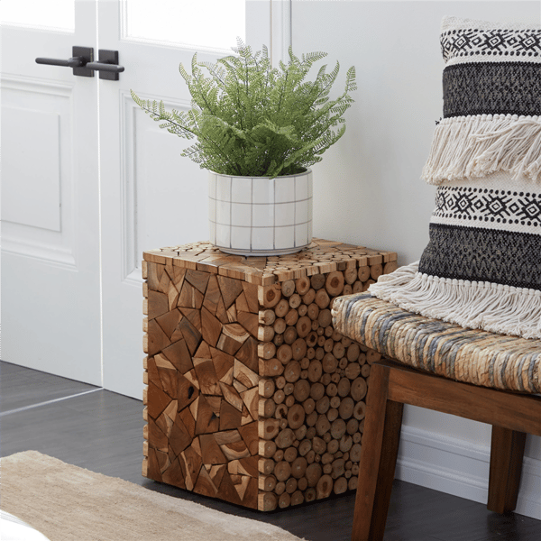 9th & Pike® Contemporary Brown Teak Wood Accent Table