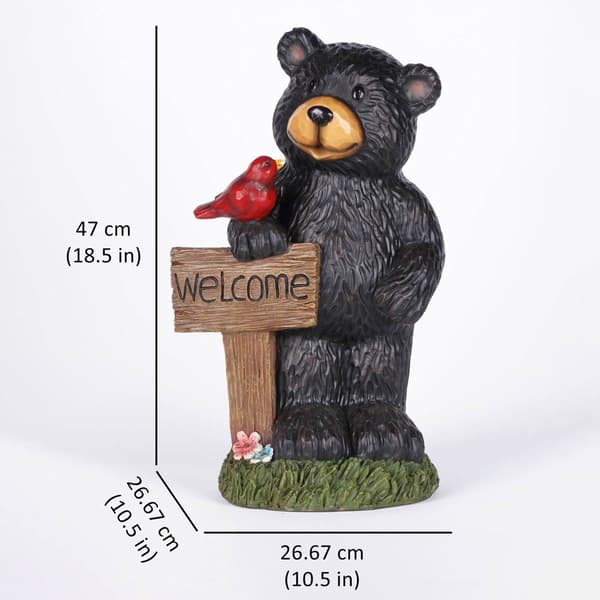 Hi-Line Gift Bear Holding Welcome Sign Garden Statue