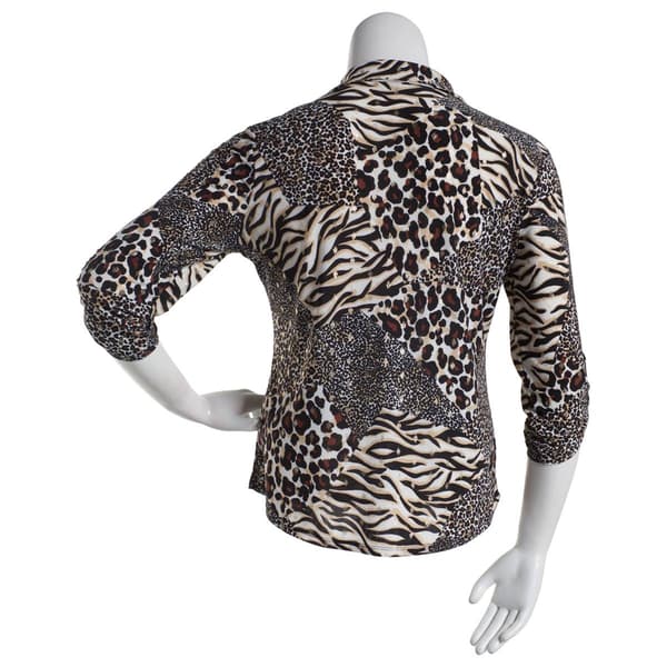 Plus Size Emily Daniels  3/4 Sleeve Button Down Foil Shirt