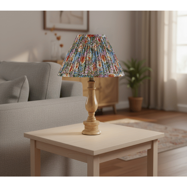 Adesso Faye Table Lamp with Soft Pleated Floral Fabric Shade