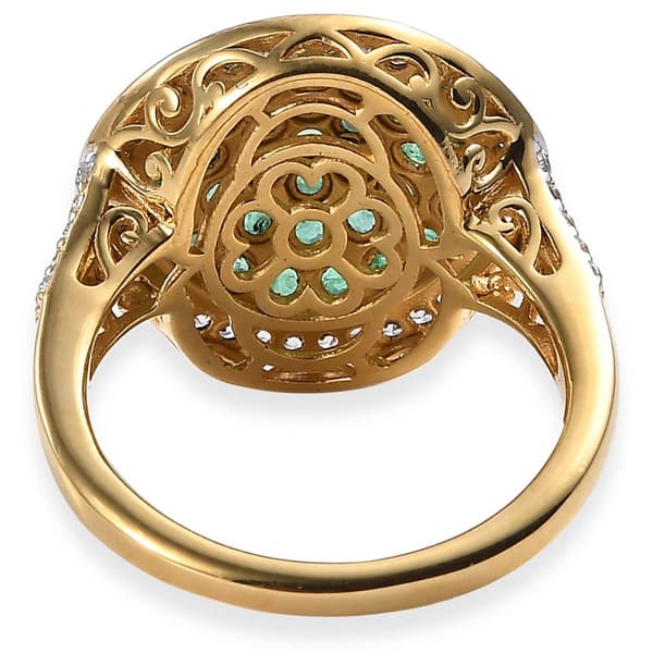Gemstone Classics™ Emerald with White Zircon Cluster Ring