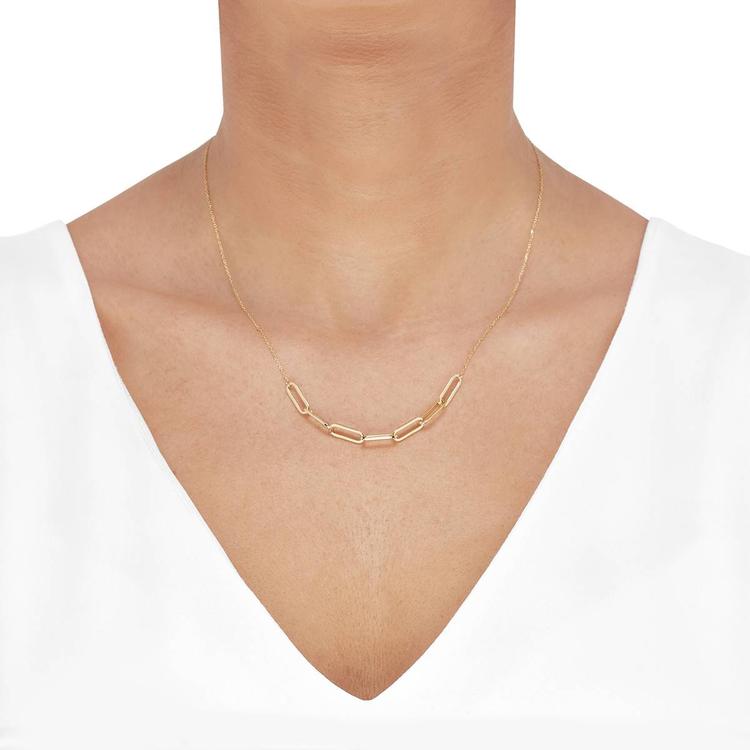 Gold Classics™ Paperclip Station Center on Cable Chain Necklace