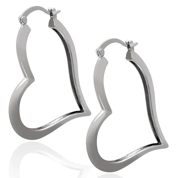 Gianni Argento 41mm Heart Hoop Earrings - image 