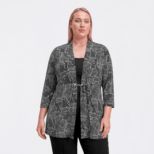 Plus Size 3/4 Sleeve Two in One Abstract Beaded Blouse - image 