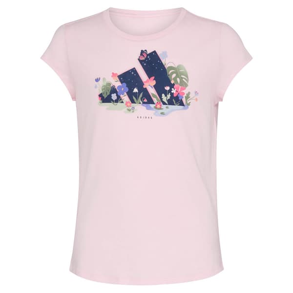 Girls (7-16) adidas(R) Cap Sleeve Bubble Text Tee