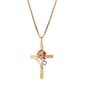 Sterling Silver Tri-Tone Cross with Rose Pendant Necklace - image 1
