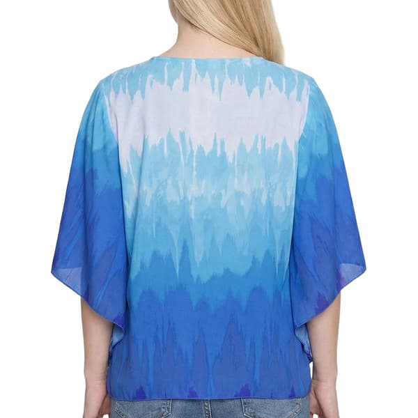 Womens NY Collection Watercolor Ombre Poncho Blouse