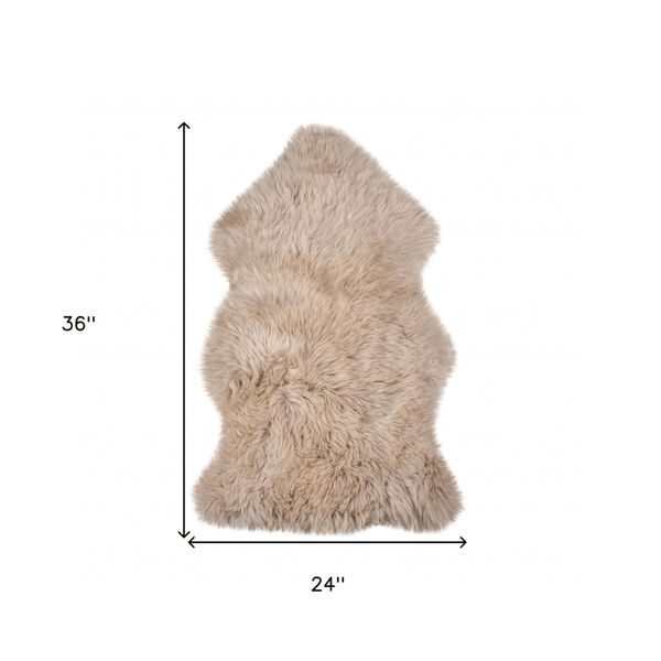 HomeRoots Taupe Genuine Sheepskin Animal Print Shag Accent Rug