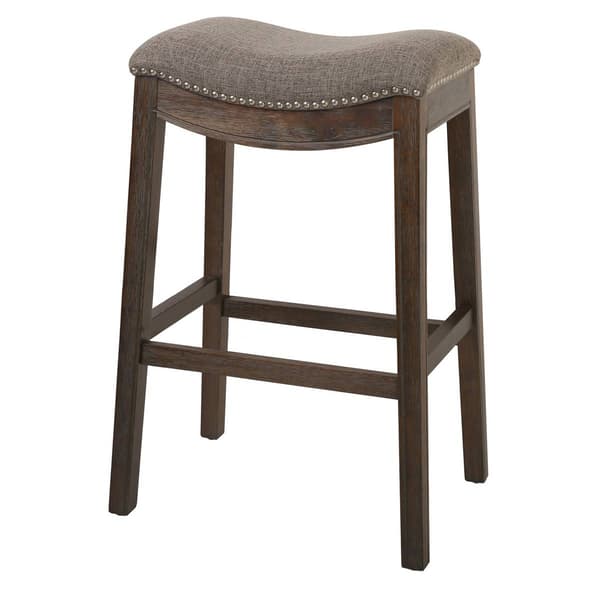 New Ridge Home Goods Sadie Weathered Wood Bar-Height Barstool
