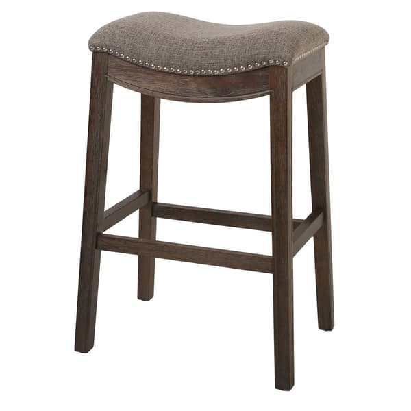 New Ridge Home Goods Sadie Weathered Wood Bar-Height Barstool - image 