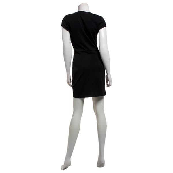Juniors Madden Girl Gold Button Square Neck Mini Sheath Dress