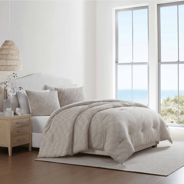 Palm Aire Theo 3pc. Taupe Gauze Cotton Comforter Set