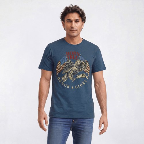Mens Big & Tall Home of the Brave Born Free Short Sleeve Tee - image 