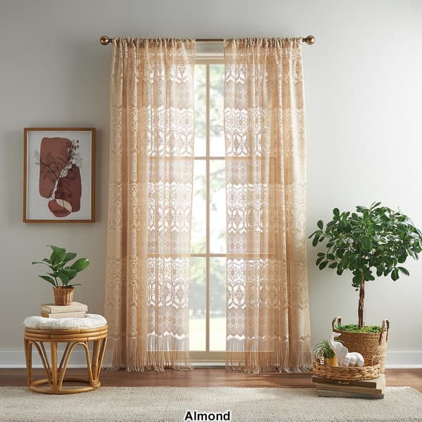 Boho Lace Pole Top Rod Pocket Sheer Panel Curtain