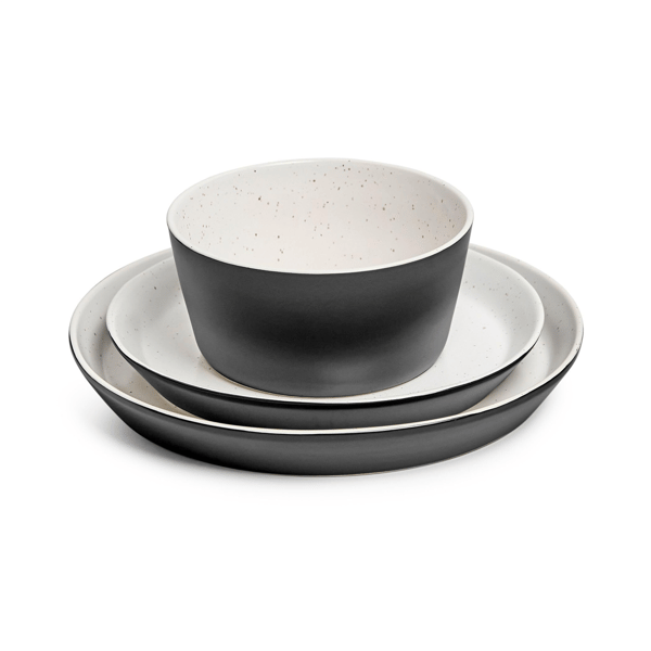 Sango Stockholm 12pc. Black/White Round Dinnerware Set
