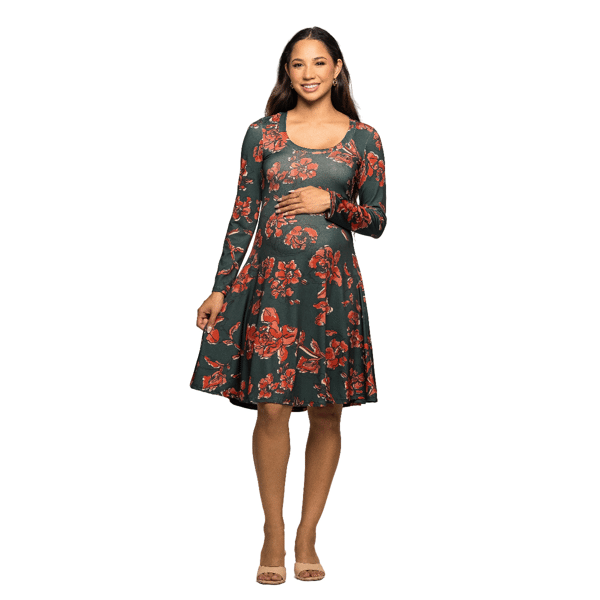 Plus Size 24/7 Comfort Apparel Empire Waist Print Maternity Dress