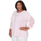 Plus Size Alfred Dunner Classics 3/4 Floral Sleeve Stripe Blouse - image 3