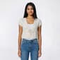 Juniors Pink Rose Short Sleeve Pointelle Tie Front Cardigan - image 4