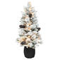 Puleo International 3.5 ft. Pre-Lit Flocked Rattan Christmas Tree - image 1